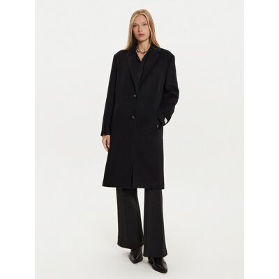 Calvin Klein Vlnený kabát K20K207701 Čierna Regular Fit Ženy Calvin Klein Vlnený kabát K20K207701 Čierna Regular Fit Ženy