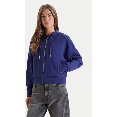 Calvin Klein Jeans Mikina Monogram LV047F208G Fialová Relaxed Fit Ženy Calvin Klein Jeans Mikina Monogram LV047F208G Fialová Relaxed Fit Ženy
