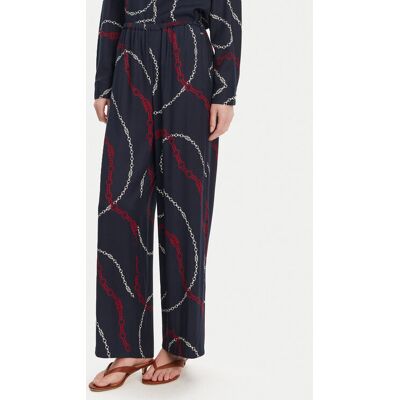 Tommy Hilfiger Bavlnené nohavice WW0WW44542 Tmavomodrá Relaxed Fit Ženy Tommy Hilfiger Bavlnené nohavice WW0WW44542 Tmavomodrá Relaxed Fit Ženy
