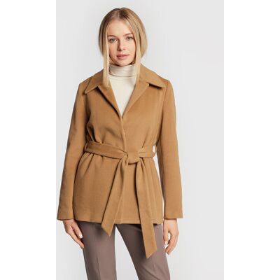 Calvin Klein Vlnený kabát K20K204154 Hnedá Regular Fit Ženy Calvin Klein Vlnený kabát K20K204154 Hnedá Regular Fit Ženy