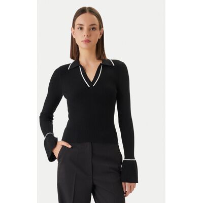 HUGO Sveter Samur 50554077 Čierna Slim Fit Ženy HUGO Sveter Samur 50554077 Čierna Slim Fit Ženy