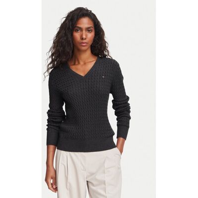Tommy Hilfiger Sveter WW0WW44987 Tmavosivá Regular Fit Ženy Tommy Hilfiger Sveter WW0WW44987 Tmavosivá Regular Fit Ženy
