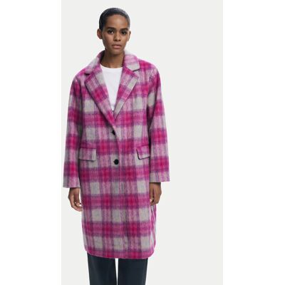 Desigual Vlnený kabát Pinkcheck 25WWEW15 Ružová Regular Fit Ženy Desigual Vlnený kabát Pinkcheck 25WWEW15 Ružová Regular Fit Ženy
