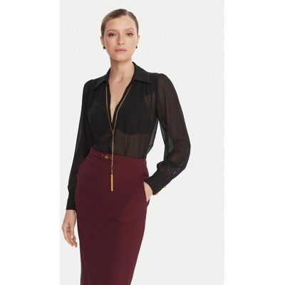 Elisabetta Franchi Blúzka CA-133-57E2-V400 Čierna Regular Fit Ženy Elisabetta Franchi Blúzka CA-133-57E2-V400 Čierna Regular Fit Ženy