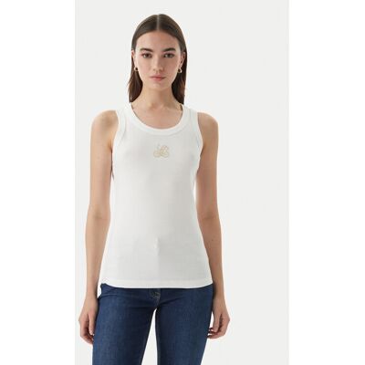 Luisa Spagnoli Top Bordo 543281 Biela Slim Fit Ženy Luisa Spagnoli Top Bordo 543281 Biela Slim Fit Ženy
