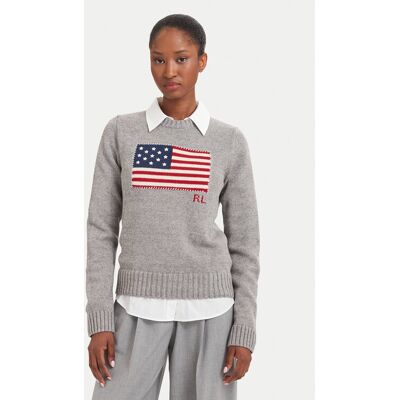 Polo Ralph Lauren Sveter 211B28830002 Sivá Regular Fit Ženy Polo Ralph Lauren Sveter 211B28830002 Sivá Regular Fit Ženy