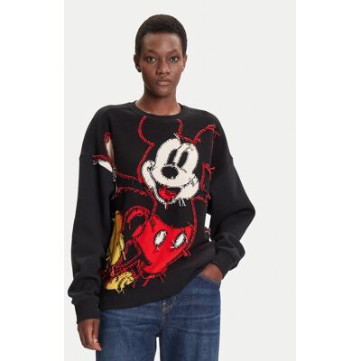Desigual Mikina Hello Mickey 25WWSK14 Čierna Regular Fit Ženy Desigual Mikina Hello Mickey 25WWSK14 Čierna Regular Fit Ženy