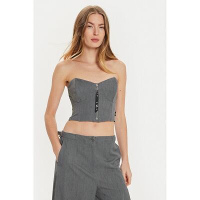 TWINSET Top 242AM2044 Sivá Slim Fit Ženy TWINSET Top 242AM2044 Sivá Slim Fit Ženy