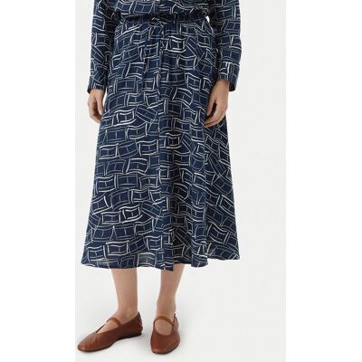 Tommy Hilfiger Midi sukňa WW0WW50753 Tmavomodrá Regular Fit Ženy Tommy Hilfiger Midi sukňa WW0WW50753 Tmavomodrá Regular Fit Ženy