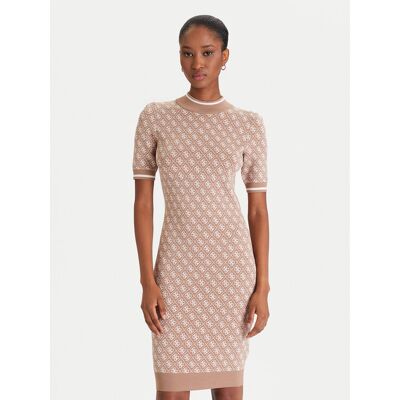 Guess Úpletové šaty W3YK39 Z37K0 Béžová Regular Fit Ženy Guess Úpletové šaty W3YK39 Z37K0 Béžová Regular Fit Ženy