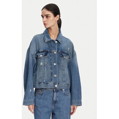 PINKO Džínsová bunda Gaborone 104644 Modrá Regular Fit Ženy PINKO Džínsová bunda Gaborone 104644 Modrá Regular Fit Ženy