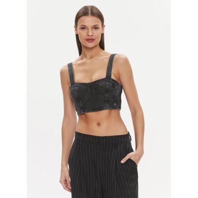 Tommy Jeans Top Bustier Top Ah7185 DW0DW17699 Čierna Slim Fit Ženy Tommy Jeans Top Bustier Top Ah7185 DW0DW17699 Čierna Slim Fit Ženy