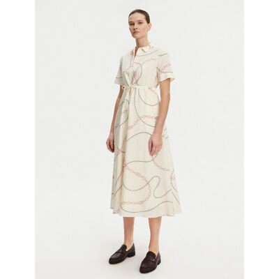 Tommy Hilfiger Košeľové šaty Voile WW0WW46009 Béžová Regular Fit Ženy Tommy Hilfiger Košeľové šaty Voile WW0WW46009 Béžová Regular Fit Ženy