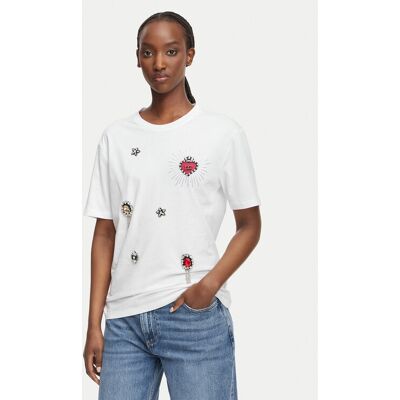 Liu Jo Tričko WF6324 J0088 Biela Regular Fit Ženy Liu Jo Tričko WF6324 J0088 Biela Regular Fit Ženy