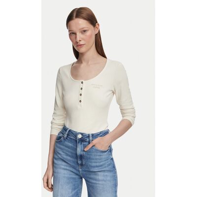 Guess Blúzka W6YP60 K5318 Krémová Slim Fit Ženy Guess Blúzka W6YP60 K5318 Krémová Slim Fit Ženy