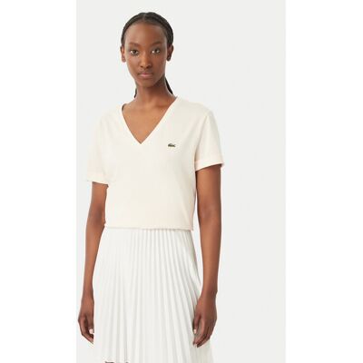 Lacoste Tričko TF7300 Krémová Regular Fit Ženy Lacoste Tričko TF7300 Krémová Regular Fit Ženy