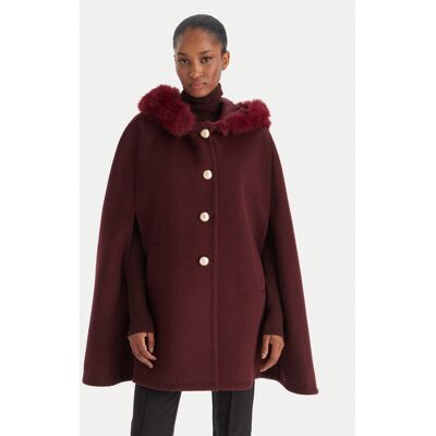 YES LONDON Vlnený kabát CD1223ECO Bordová Regular Fit Ženy YES LONDON Vlnený kabát CD1223ECO Bordová Regular Fit Ženy