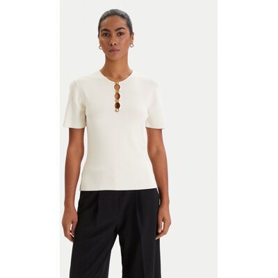 KARL LAGERFELD Blúzka B1W18014 Écru Slim Fit Ženy KARL LAGERFELD Blúzka B1W18014 Écru Slim Fit Ženy