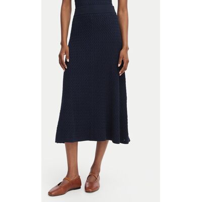 Tommy Hilfiger Midi sukňa Cable Fine WW0WW49614 Tmavomodrá Regular Fit Ženy Tommy Hilfiger Midi sukňa Cable Fine WW0WW49614 Tmavomodrá Regular Fit Ženy