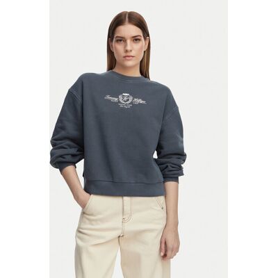 Tommy Hilfiger Mikina Crest Embroidery WW0WW48733 Tmavomodrá Relaxed Fit Ženy Tommy Hilfiger Mikina Crest Embroidery WW0WW48733 Tmavomodrá Relaxed Fit Ženy
