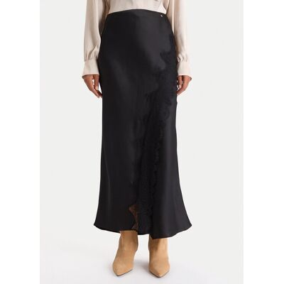BOSS Maxi sukňa C_Vlace 50548389 Čierna Slim Fit Ženy BOSS Maxi sukňa C_Vlace 50548389 Čierna Slim Fit Ženy