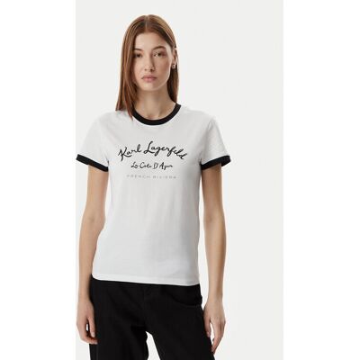 KARL LAGERFELD Tričko B2W17021 Biela Slim Fit Ženy KARL LAGERFELD Tričko B2W17021 Biela Slim Fit Ženy