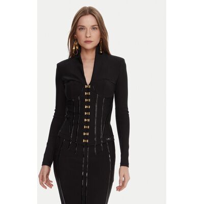 Elisabetta Franchi Sako GI-182-57E2-V590 Čierna Slim Fit Ženy Elisabetta Franchi Sako GI-182-57E2-V590 Čierna Slim Fit Ženy