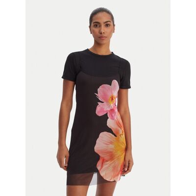 Desigual Úpletové šaty 26SWVK20 Čierna Slim Fit Ženy Desigual Úpletové šaty 26SWVK20 Čierna Slim Fit Ženy