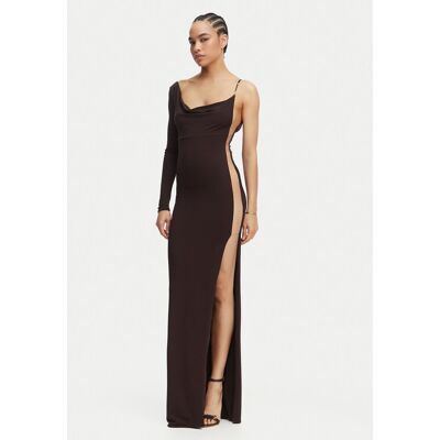 Elisabetta Franchi Večerné šaty AB-R47-62E2-V520 Hnedá Slim Fit Ženy Elisabetta Franchi Večerné šaty AB-R47-62E2-V520 Hnedá Slim Fit Ženy