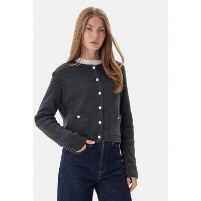 Tommy Hilfiger Kardigán WW0WW46441 Sivá Regular Fit Ženy Tommy Hilfiger Kardigán WW0WW46441 Sivá Regular Fit Ženy