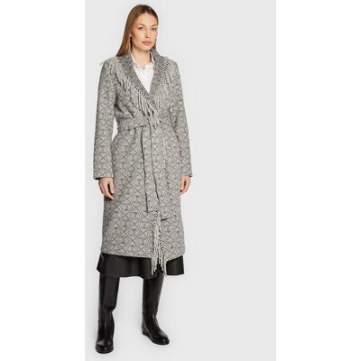 TWINSET Vlnený kabát 222TT2290 Sivá Regular Fit Ženy TWINSET Vlnený kabát 222TT2290 Sivá Regular Fit Ženy