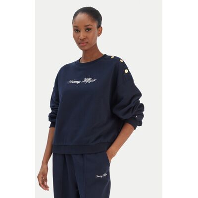Tommy Hilfiger Mikina Script WW0WW48783 Tmavomodrá Relaxed Fit Ženy Tommy Hilfiger Mikina Script WW0WW48783 Tmavomodrá Relaxed Fit Ženy