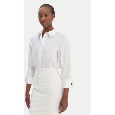 Elisabetta Franchi Košeľa CA-141-61E2-V390 Biela Regular Fit Ženy Elisabetta Franchi Košeľa CA-141-61E2-V390 Biela Regular Fit Ženy