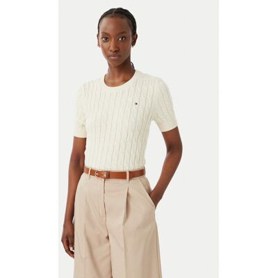Tommy Hilfiger Blúzka WW0WW38744 Krémová Regular Fit Ženy Tommy Hilfiger Blúzka WW0WW38744 Krémová Regular Fit Ženy
