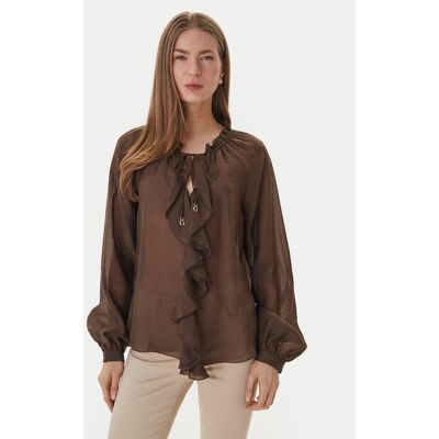 Guess Blúzka W6GH28 W1844 Hnedá Regular Fit Ženy Guess Blúzka W6GH28 W1844 Hnedá Regular Fit Ženy