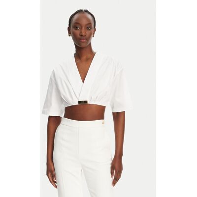 Elisabetta Franchi Blúzka CA12452E2 100 Biela Regular Fit Ženy Elisabetta Franchi Blúzka CA12452E2 100 Biela Regular Fit Ženy