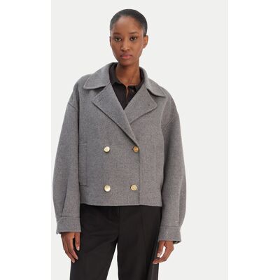 Tommy Hilfiger Prechodná bunda WW0WW47759 Sivá Relaxed Fit Ženy Tommy Hilfiger Prechodná bunda WW0WW47759 Sivá Relaxed Fit Ženy