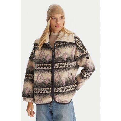 Roxy Fleecová mikina Feels Like Winter ERJJK03676 Béžová Regular Fit Ženy Roxy Fleecová mikina Feels Like Winter ERJJK03676 Béžová Regular Fit Ženy