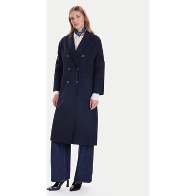 ViCOLO Vlnený kabát TF0001 Tmavomodrá Regular Fit Ženy ViCOLO Vlnený kabát TF0001 Tmavomodrá Regular Fit Ženy