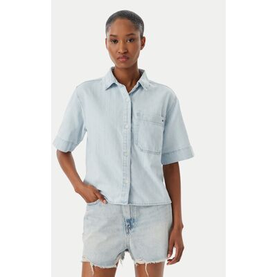 Tommy Hilfiger džínsová košeľa WW0WW49573 Modrá Relaxed Fit Ženy Tommy Hilfiger džínsová košeľa WW0WW49573 Modrá Relaxed Fit Ženy