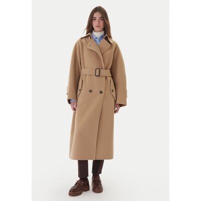 Weekend Max Mara Vlnený kabát Cadine 2525016022 Béžová Regular Fit Ženy Weekend Max Mara Vlnený kabát Cadine 2525016022 Béžová Regular Fit Ženy