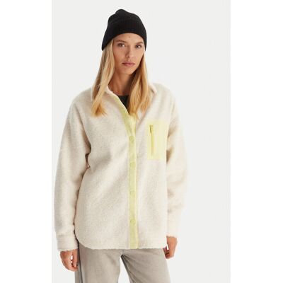 Roxy Fleecová mikina Chloe Kim Polar Shacket ERJPF03231 Écru Regular Fit Ženy Roxy Fleecová mikina Chloe Kim Polar Shacket ERJPF03231 Écru Regular Fit Ženy