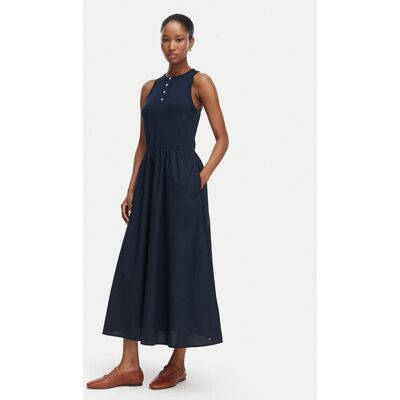 Tommy Hilfiger Letné šaty Gold Btn WW0WW49628 Tmavomodrá A-Line Fit Ženy Tommy Hilfiger Letné šaty Gold Btn WW0WW49628 Tmavomodrá A-Line Fit Ženy