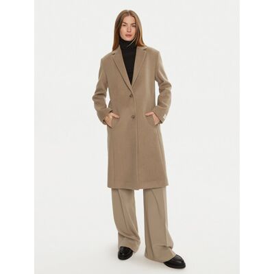 Calvin Klein Vlnený kabát K20K207701 Béžová Regular Fit Ženy Calvin Klein Vlnený kabát K20K207701 Béžová Regular Fit Ženy