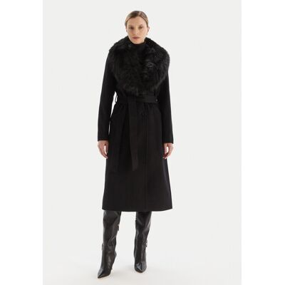 MICHAEL Michael Kors Vlnený kabát 77A7141M21 Čierna Regular Fit Ženy MICHAEL Michael Kors Vlnený kabát 77A7141M21 Čierna Regular Fit Ženy