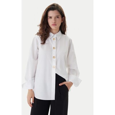 KARL LAGERFELD Košeľa B1W11012 Biela Regular Fit Ženy KARL LAGERFELD Košeľa B1W11012 Biela Regular Fit Ženy