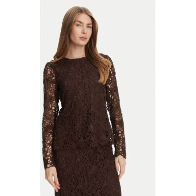 Bruuns Bazaar Blúzka Sago Wini BBW4516 Hnedá Slim Fit Ženy Bruuns Bazaar Blúzka Sago Wini BBW4516 Hnedá Slim Fit Ženy