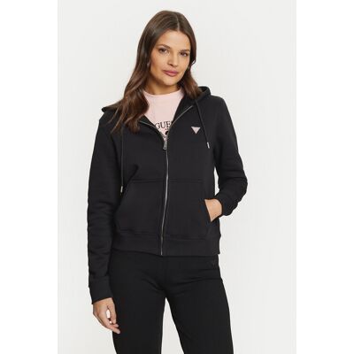 Guess Jeans Mikina GJ ZIP HOOD REG MINI W4YQ03 KC811 Čierna Regular Fit Ženy Guess Jeans Mikina GJ ZIP HOOD REG MINI W4YQ03 KC811 Čierna Regular Fit Ženy