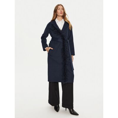 TWINSET Vlnený kabát 242TP2065 Tmavomodrá Regular Fit Ženy TWINSET Vlnený kabát 242TP2065 Tmavomodrá Regular Fit Ženy