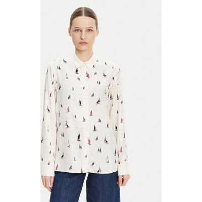 Tommy Hilfiger Košeľa WW0WW44036 Écru Relaxed Fit Ženy Tommy Hilfiger Košeľa WW0WW44036 Écru Relaxed Fit Ženy